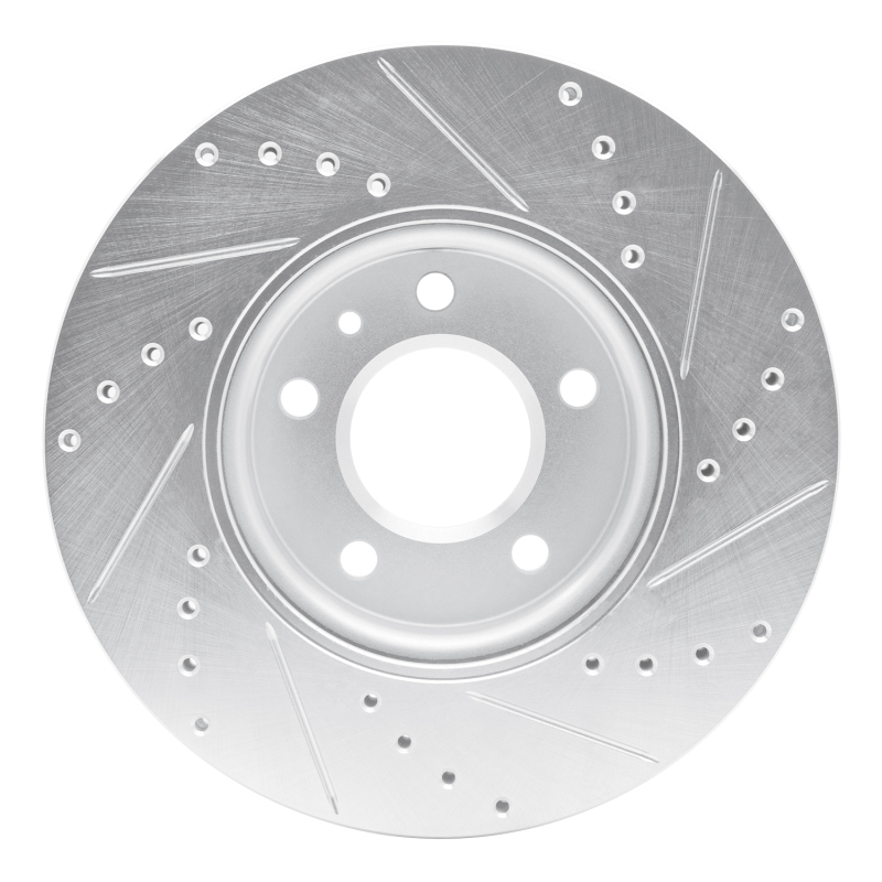Buick Encore GX Brake Rotor (1) - Front Left - R1 Concepts - Drilled & Slotted - Silver - `11-`25
